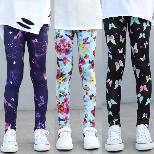 Girl's leggings for spring and autumn, thin children's printed tight pants for babies, Korean-style elastic long pants