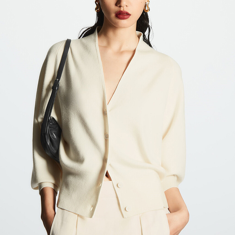 Agent Waist Elegant high quality New Wool Blended Cardigan Casual Jacket Knitted Sweater COS Style Women's Clothing