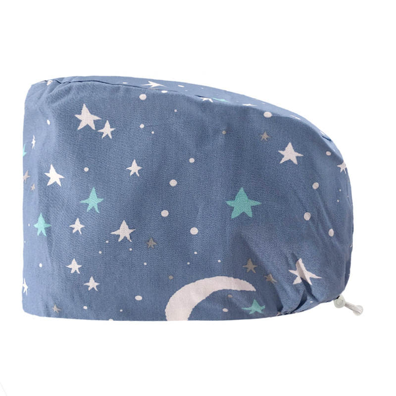 Gorro redondo de algodón puro para hombre y mujer, gorro bonito con estampado de UCI quirúrgico y hebilla, gorro de trabajo ajustable para médico y Hospital, gorro de enfermera