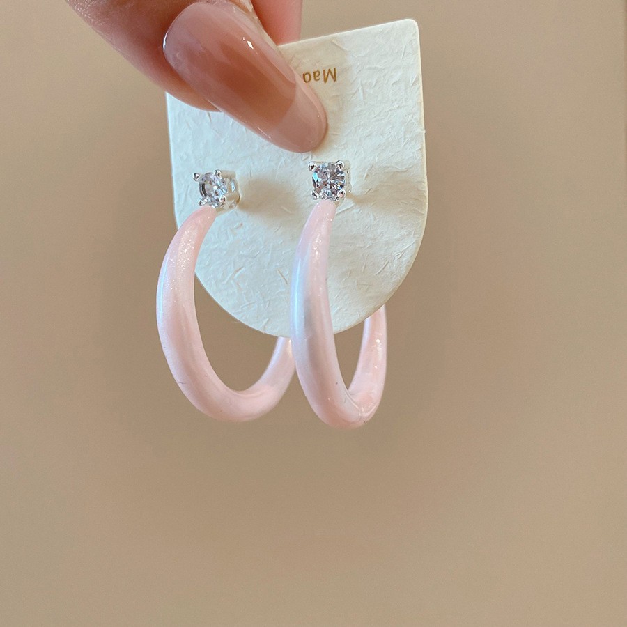 Aguja de plata Corea del Sur diamante Opal flor pendientes diseño fresco Rosa pendientes moda pendientes dulces al por mayor