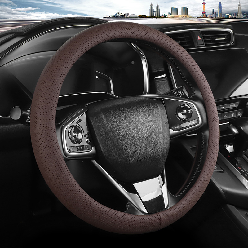 Car steering wheel cover cross-border wholesale, simple sporty perforated breathable steering wheel cover, wear-resistant and suitable for all seasons