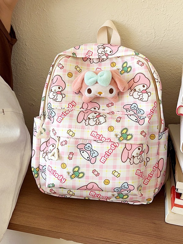 2024 nueva mochila infantil muñeca de dibujos animados bolsas de accesorios impresión mochila casual Oxford mochila guardería