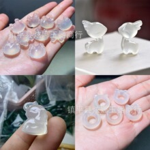 高冰种白玉髓螃蟹吊坠白玛瑙小鹿一路有你玉石项链玉坠配饰直播供