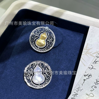成品 天然珍珠葫芦胸针镶钻镂空花丝工艺东方美学毛衣外套配饰女
