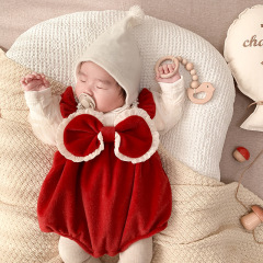 Butterfly knot padded spaghetti strap dress for girls 2023 Christmas dress sister's New Year's attire newborn diaper cover top