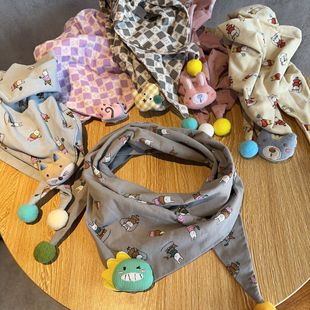 2023 New Children's Warm Scarf Baby Triangle Scarf Baby Autumn and Winter Neck Cover Girls Windproof Boys Neck Scarf