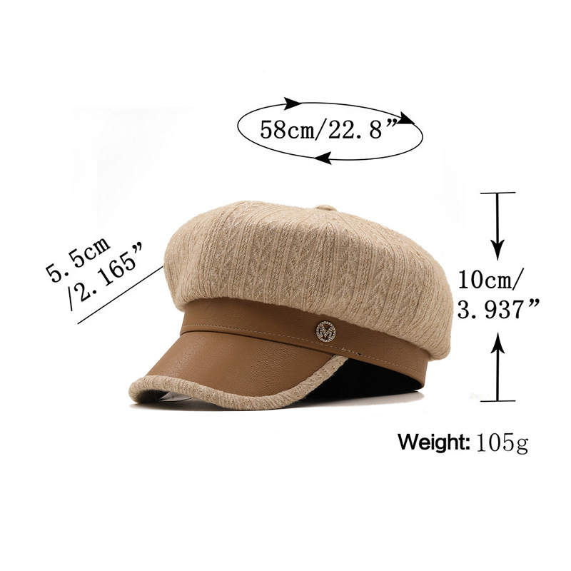 280g Weight Housewarming, Anniversary, Business, Wedding, Birthday, Festival Occasion Cotton Material Solid Color Pattern Women'S Gender Basic Style Pu Leather Fabric Octagonal Hat Wholesale Nihaojewelry 1