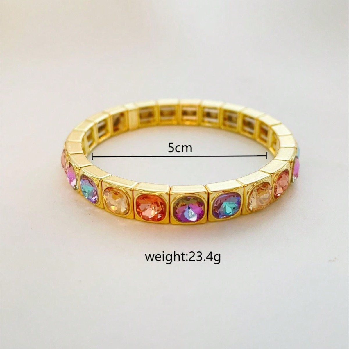 Plating, Inlay Design Sweet Shiny Geometric Rhinestones Artificial Crystal Alloy Wholesale Bangle