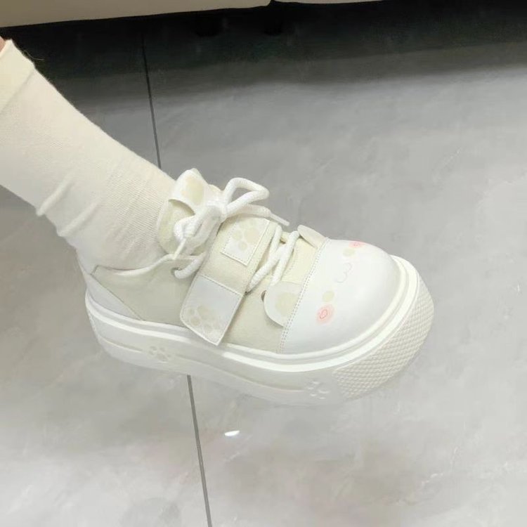 Milk Huhu House Lindas chicas suaves zapatos de lona suaves y lindos zapatos de lo suaves y cómodos zapatos de tabla lindos de plataforma pequeña zapatos casuales