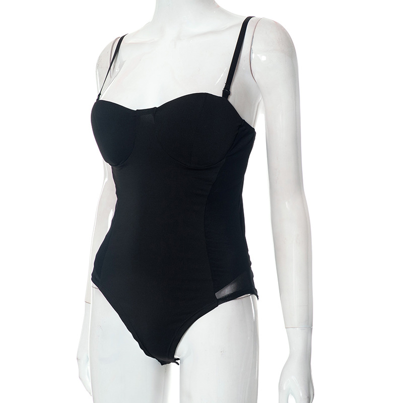 Body aderente con prospettiva in rete con cinturino alla moda e sexy per la primavera da donna_voghion.com