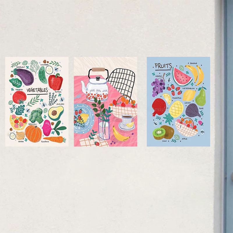 Insfeng Little fresh fruit and vegetable cartel cocina refrigerador comedor pared pegatinas dormitorio arte ilustración decoración pegatinas image 2
