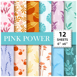 12 Sheets/Pack Floral Boho Journal Material Paper 6inch DIY Journal Background Paper Material Album Background