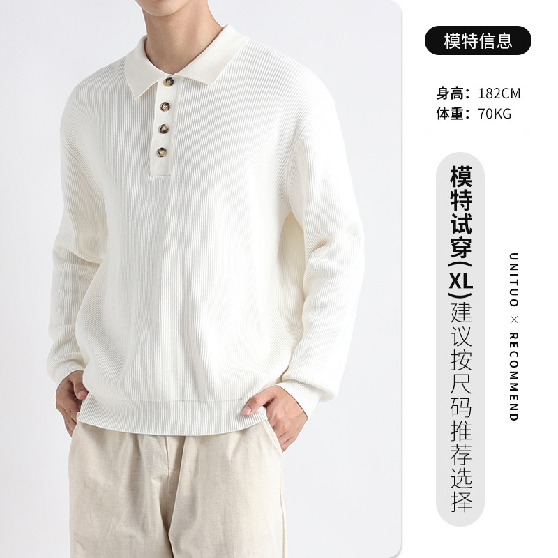 Suéter de polo de lujo ligero de lujo de lujo de lujo de alto nivel, polo de punto con collar casual para hombres