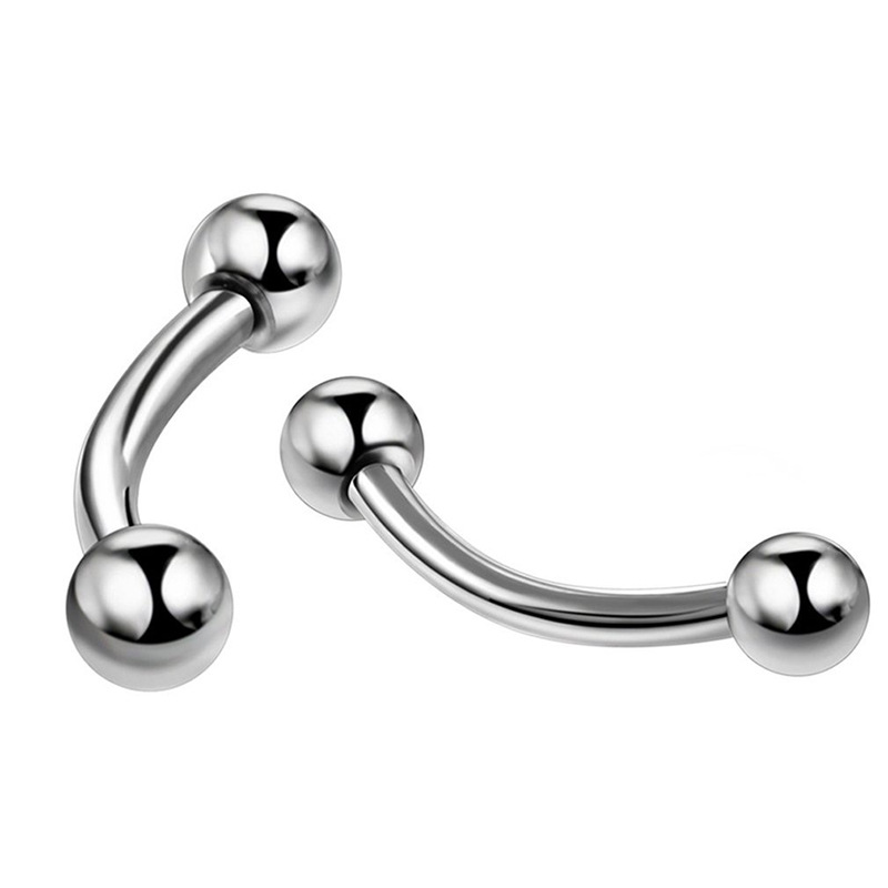 F136 Titanium Alloy Double-Headed External Thread Curved Barbell Ball Eyebrow Nail Tongue Nail Eyebrow Ring Ear Bone Nail G23 Piercing Jewelry detail image 4