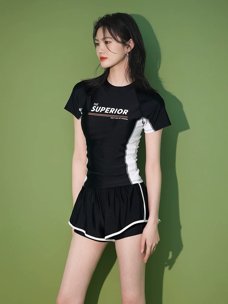 trajes de baño de mujer divididos 2024 nuevo estilo de verano piscina especial adelgazamiento cubrir el abdomen conservador deportes trajes de baño de ángulo plano mujeres