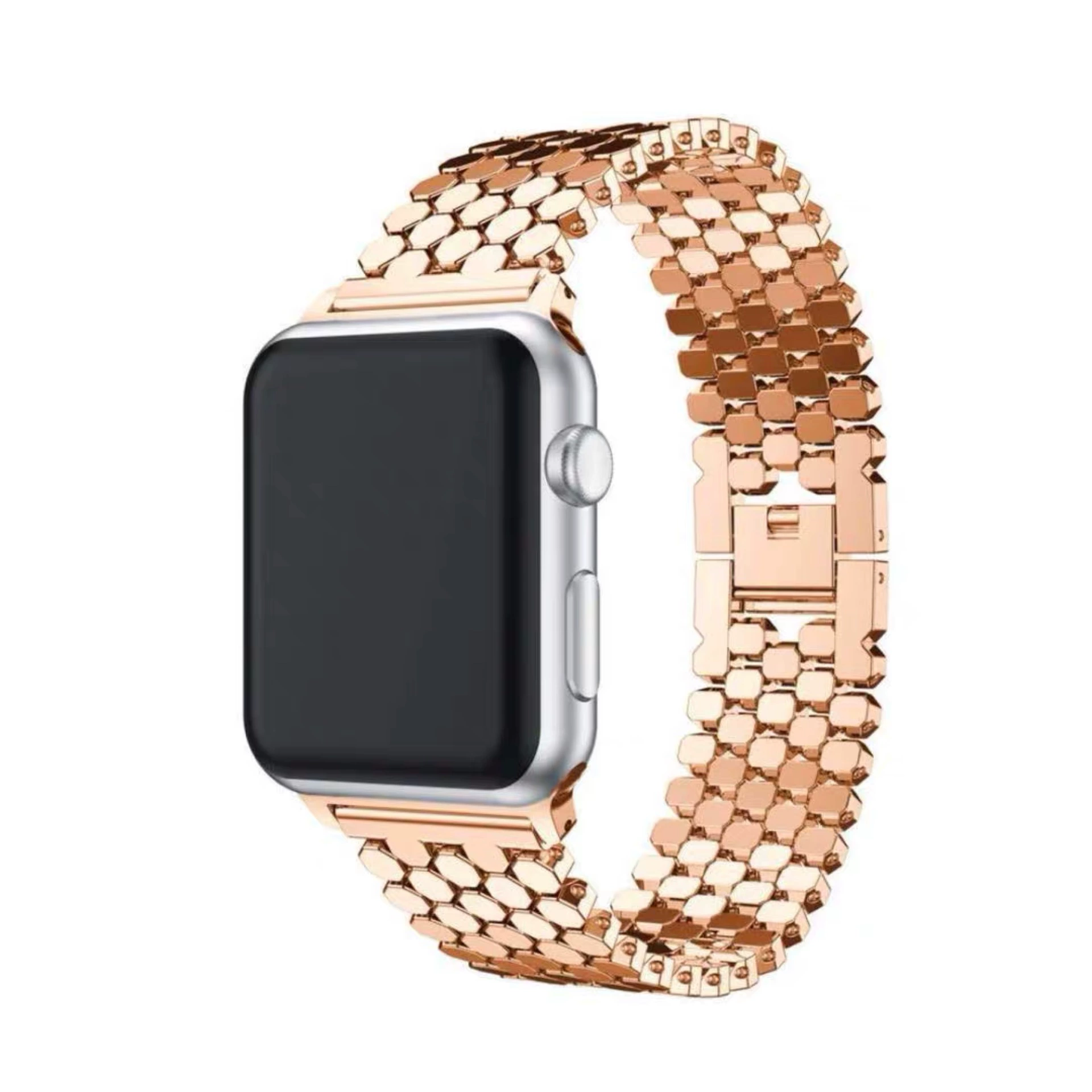 Ремешок для часов Metal Honeycomb (совместим с Apple iWatch), сплавная сеточная цепь, регулируется 38–49 мм