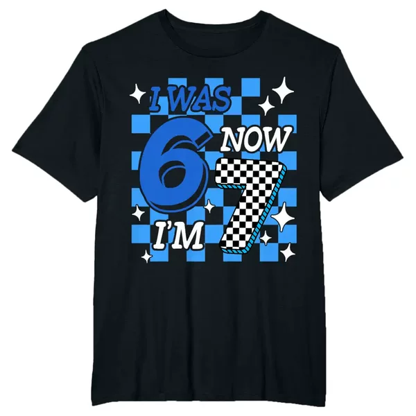 Amazon I Was 6 Now I'M 7 Birthday Hot Sale Printed Children's Short Sleeve Casual Round Neck Top