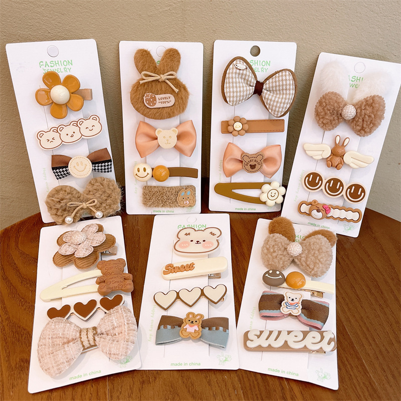 La horquilla de la niña no duele el cabello El tocado de horquilla para niños Otoño e Invierno leche La Cabeza trasera de la niña marrón pelo roto clip de acabado