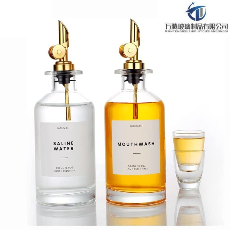 现货批发350ml玻璃油瓶分装器油瓶漱口水瓶油醋酱油500倾倒式油壶