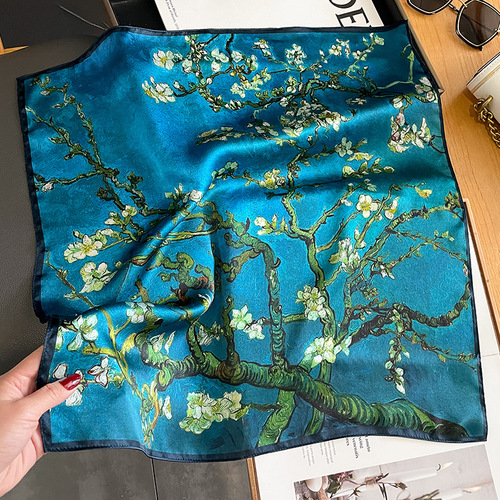  Chimonanthus fashionable silk square scarf for women mulberry silk decorative scarf temperament small scarf shawl neck scarf headband