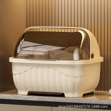 厂家直销厨房沥水碗柜奶油风防尘碗碟收纳柜厨房餐具分区沥水碗架