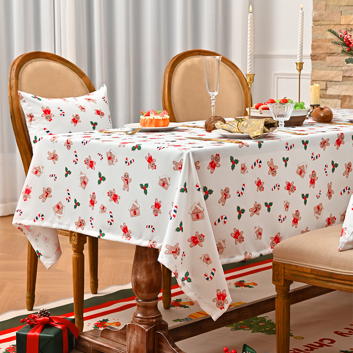 Nuevos manteles de Navidad transfronterizos Europeos y estadounidenses impresión de navidad manteles de fiesta decoración TEMU