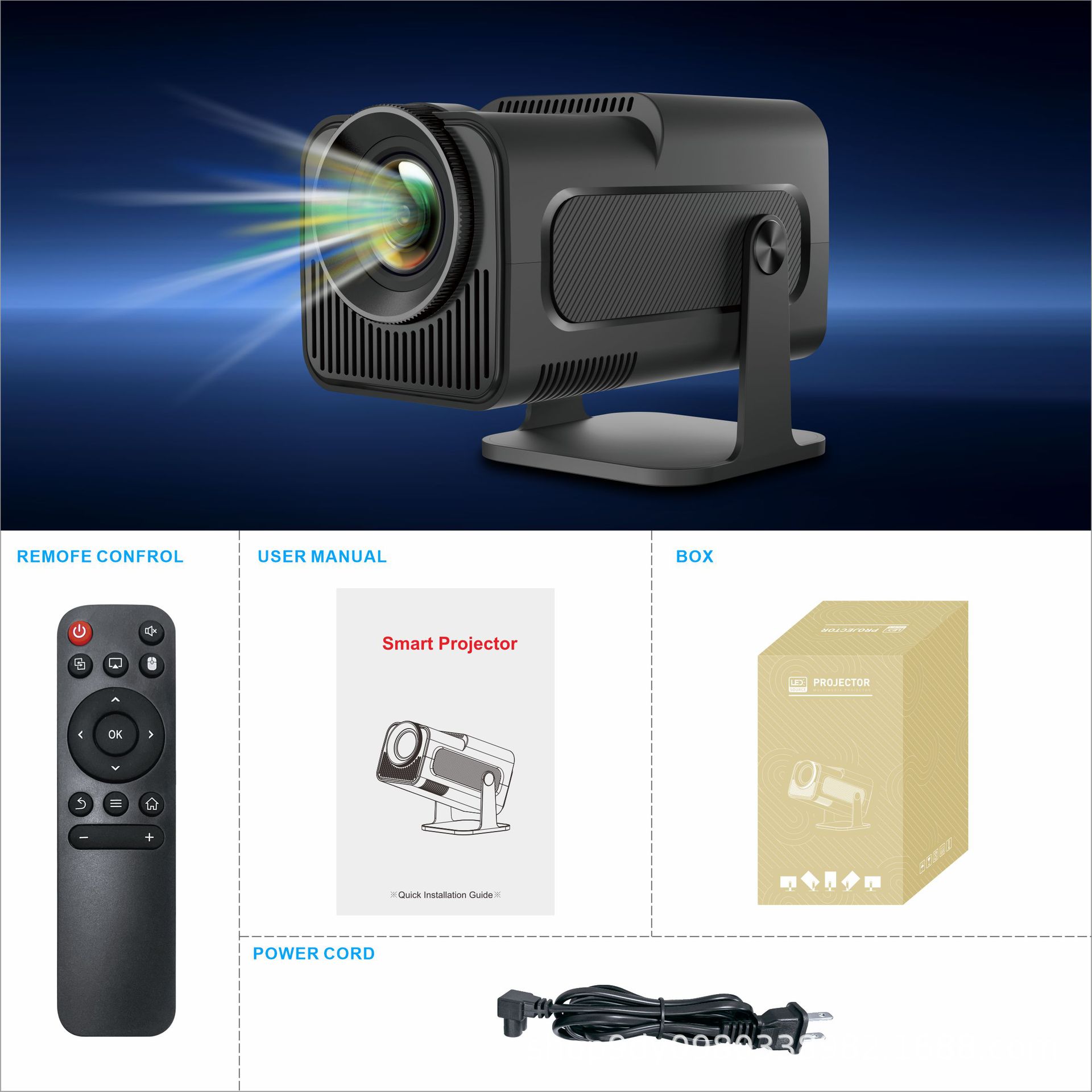 Original Genuine Cross-Border Hy320 Projector 4K Ultra-High Definition Portable Home Camping Style Office Smart