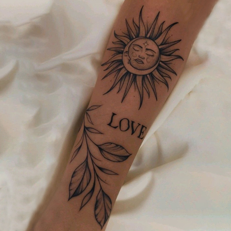 Vintage Starburst Sun and Moon Flower Leaf Tattoo Stickers Gentle Romantic English Phrases Detachable Disposable Decorative Stickers Vintage Starburst Sun and Moon Flower Leaf Tattoo Stickers Gentle Romantic English Phrases Detachable Disposable Decorative Stickers