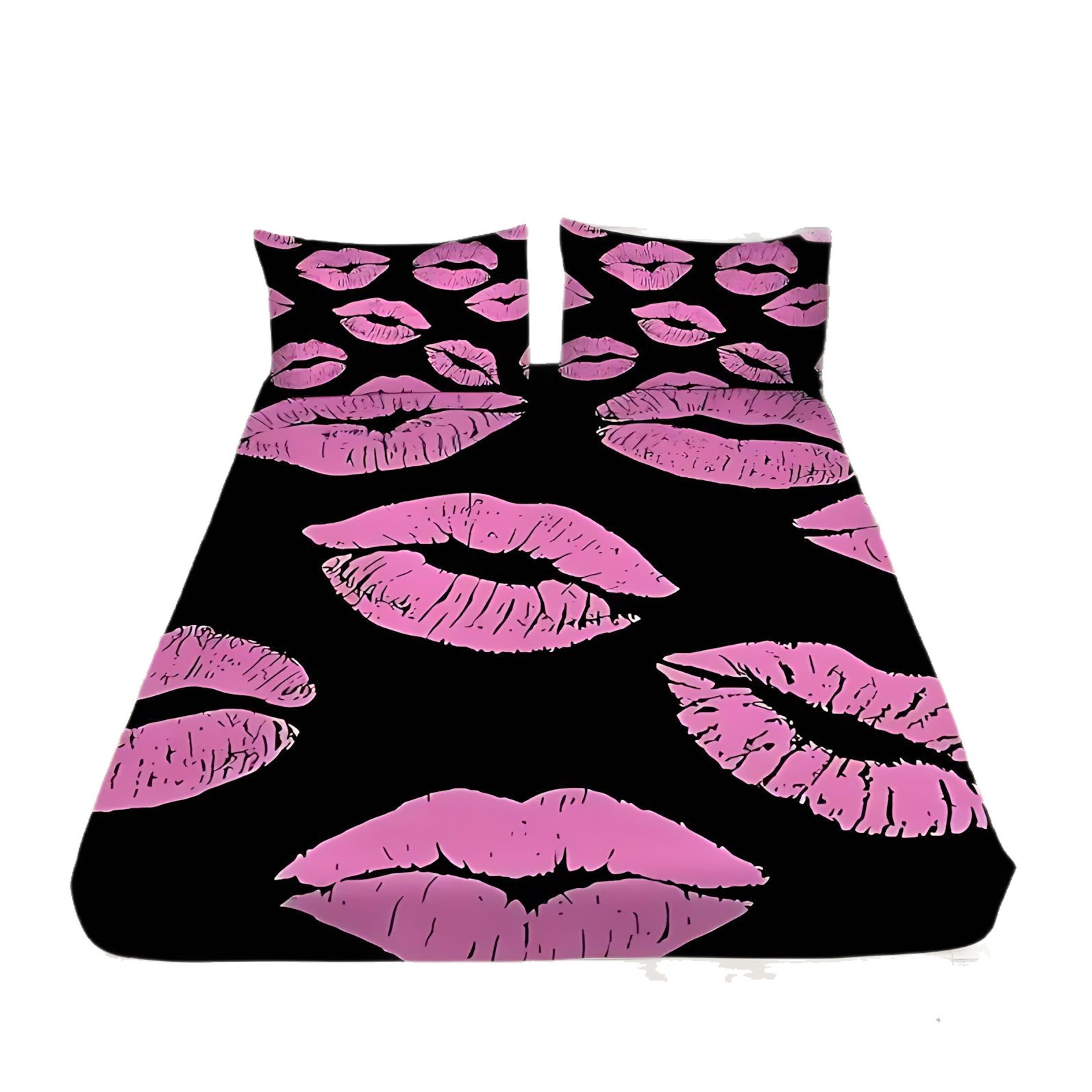 TEMU / JIT transfronterizo sexy labios impresión digital 3D cama de polirido kazu funda de almohada fuente de patrón fabricante