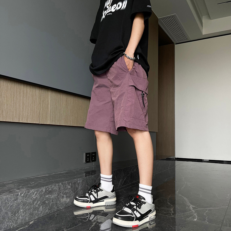 2025 Summer Ice Silk Quick-Dry Shorts Men Loose Versatile Pants Couple Workwear Casual Five-Point Shorts Multi-Pocket