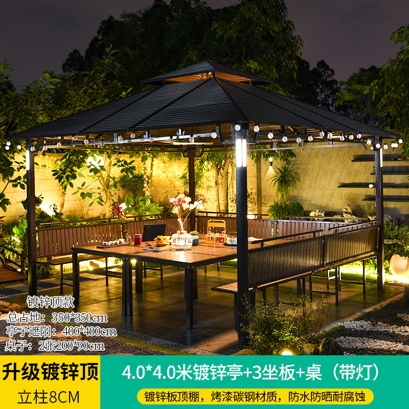 Pabellón al aire libre techo galvanizado pabellón tienda de campaña villa patio jardín terraza punto escénico ocio sombrilla gran cobertizo