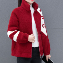 外贸羊羔毛外套女秋冬季新款时尚洋气质加绒棉衣女加厚颗粒绒