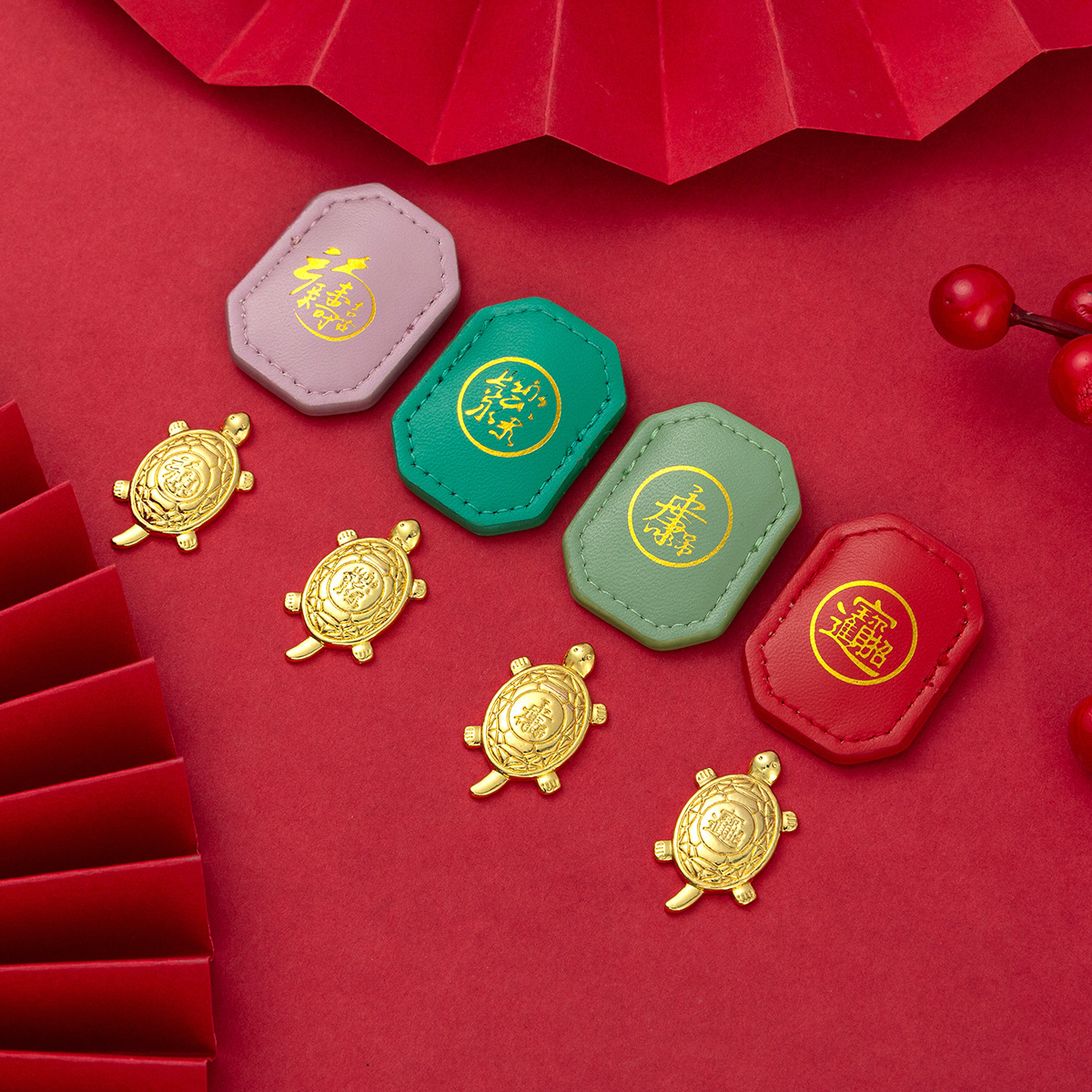 新款蛇年台湾纪念品大甲镇澜宫摆件守财龟小皮套皮质金龟御守皮套