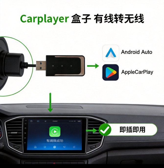 Lossless original car wired to wireless CarPlay box, Bluetooth 5.0, Android Auto, automatic connection upon entering the car
