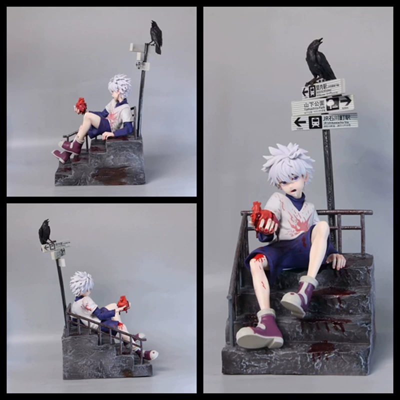 Full -time hunter Qi 敌 敌 敌 敌 全 全 全 全 hunter sitting posture scene statue model decoration