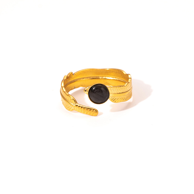7g Weight 0.03µm Gold Plating Thickness Electroplated Gold Plating Process Golden Plated Plating Material Cat's Eye Stone Inlay Material Rings Classification 1 Piece Quantity Daily Occasion 201 Stainless Steel Material Tree Pattern Women's Gender IG Style Style Inlay Craft Wholesale Jewelry IG Style Feather Titanium Steel Natural Stone Gem Inlay Open Rings 15