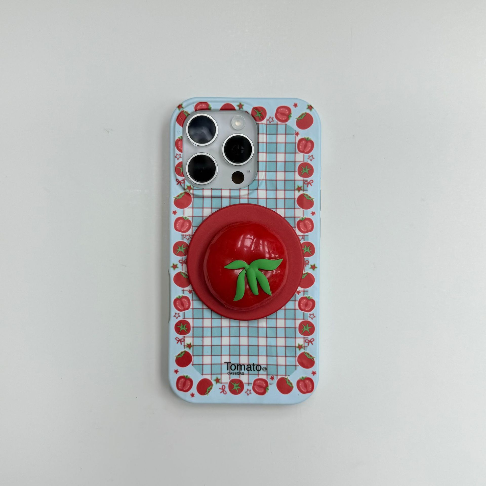 Lindo tomate fresco a cuadros azul y blanco para Apple 16ProMax funda para teléfono móvil 15Pro magnético 14/13 hembra