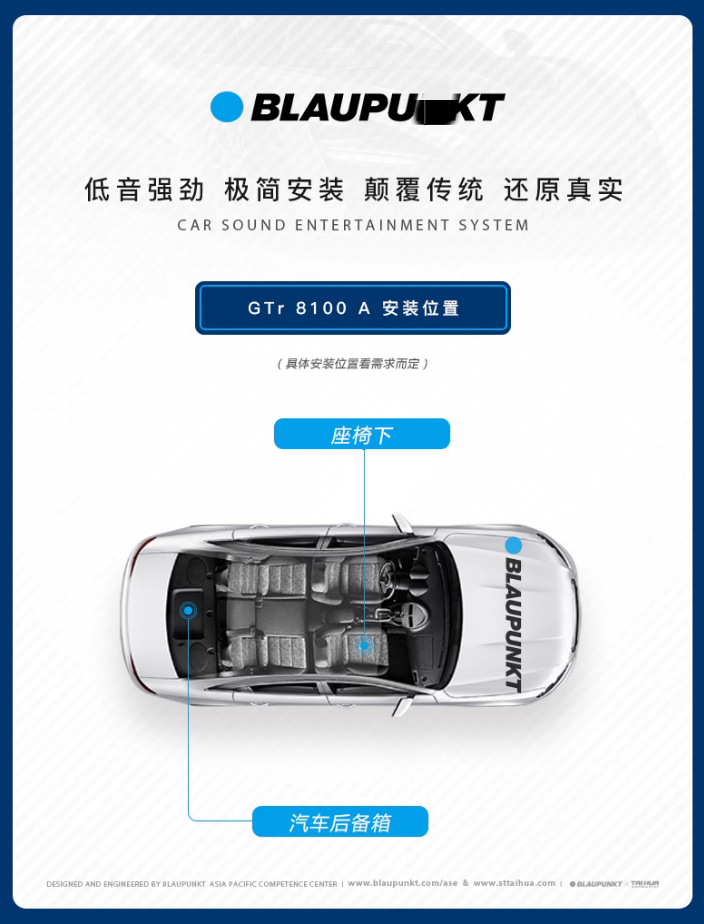 German Blue ~ Bao car seat gun GTr8100A ultra-thin car seat high-power active 8-inch subwoofer