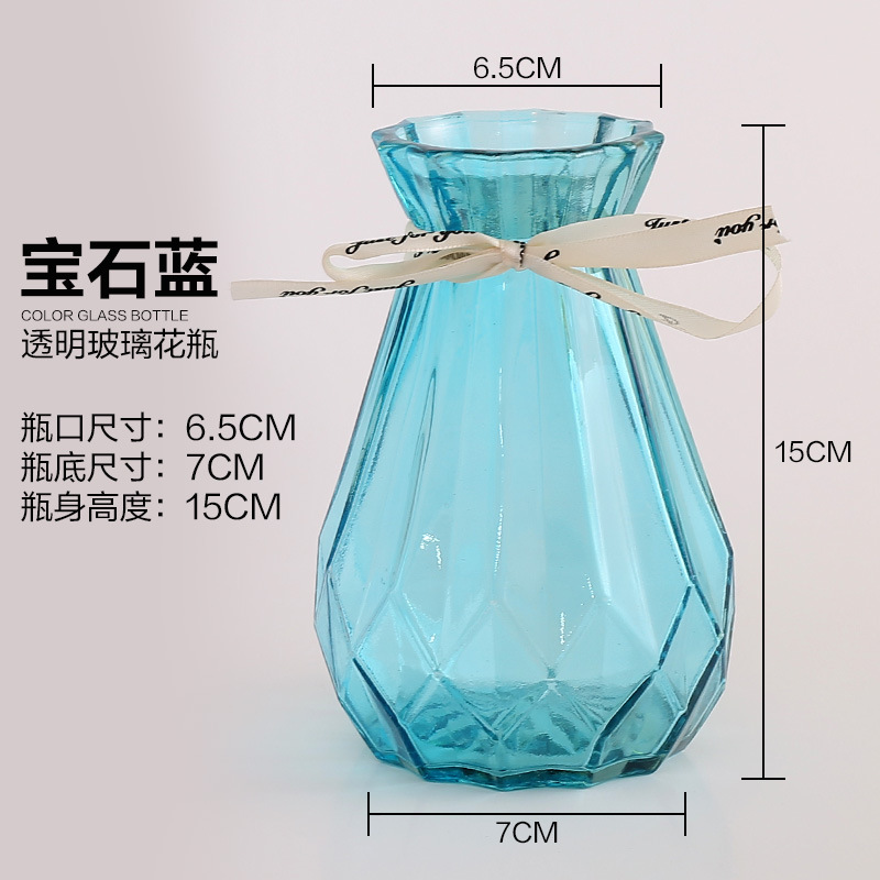 Jarrón de cristal sencillo de estilo europeo, jarrón de flores transparente y colorido para sala de estar, recipiente de cerámica, jarrón decorativo para escritorio y sala de estar