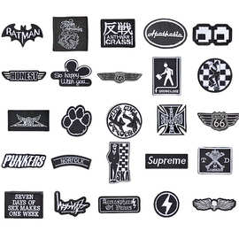 新款黑色徽章刺绣章可烫臂章肩章新款布贴徽章刺绣章黑色补补丁