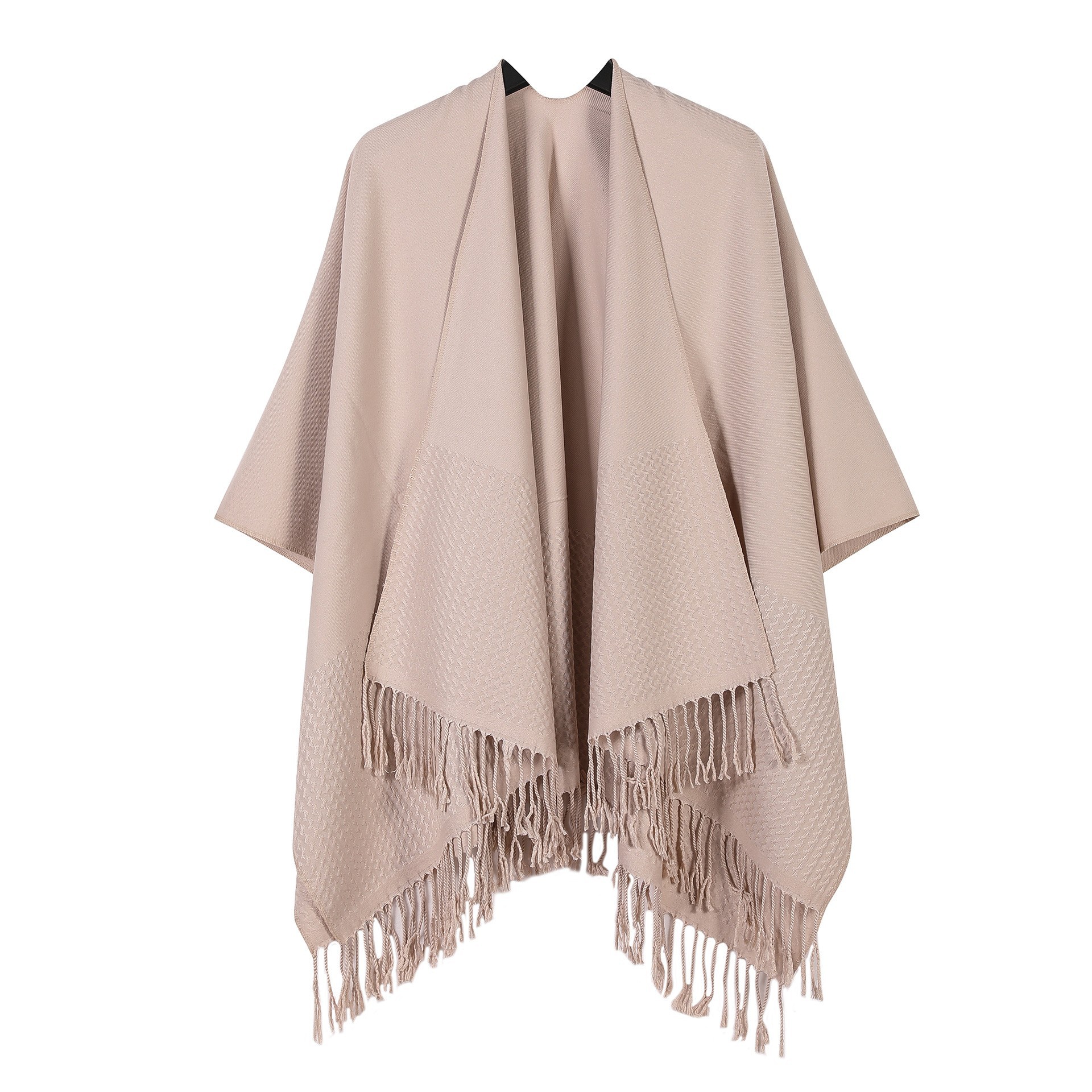 Vielseitiger, Dicker Fransenschal Mit Wellen-jacquard Für Damen_voghion.com