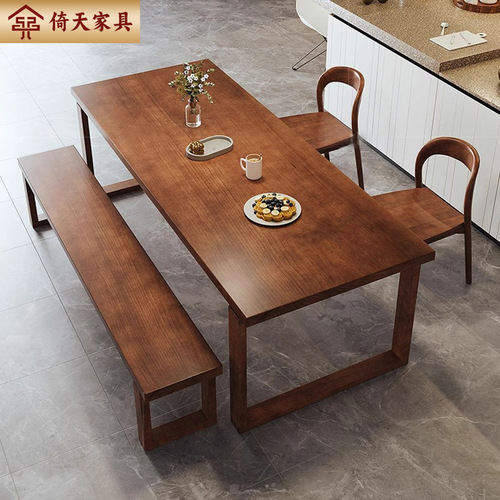 Yitian Nordic Solid Wood Dining Table for Small Apartments, Home Restaurant Table and Chairs, Rectangular Eating Table, Long Table
