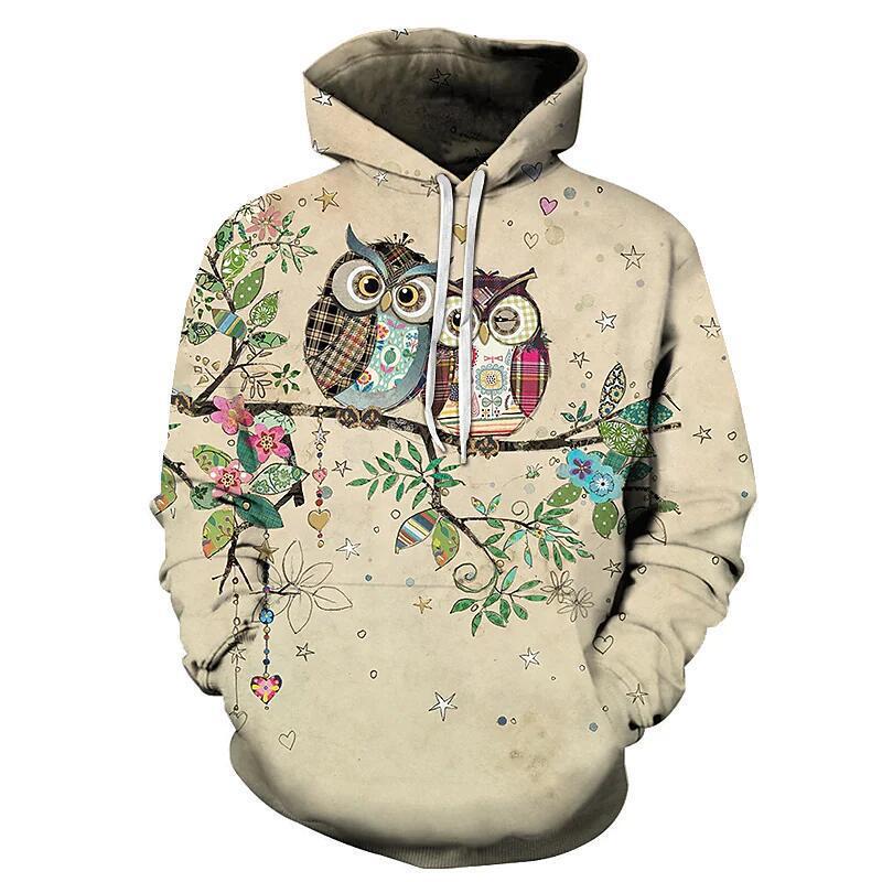 Factory cross-border Men's hoodie casual Children's sweater 3D printed hooded sweater animal owl sweater