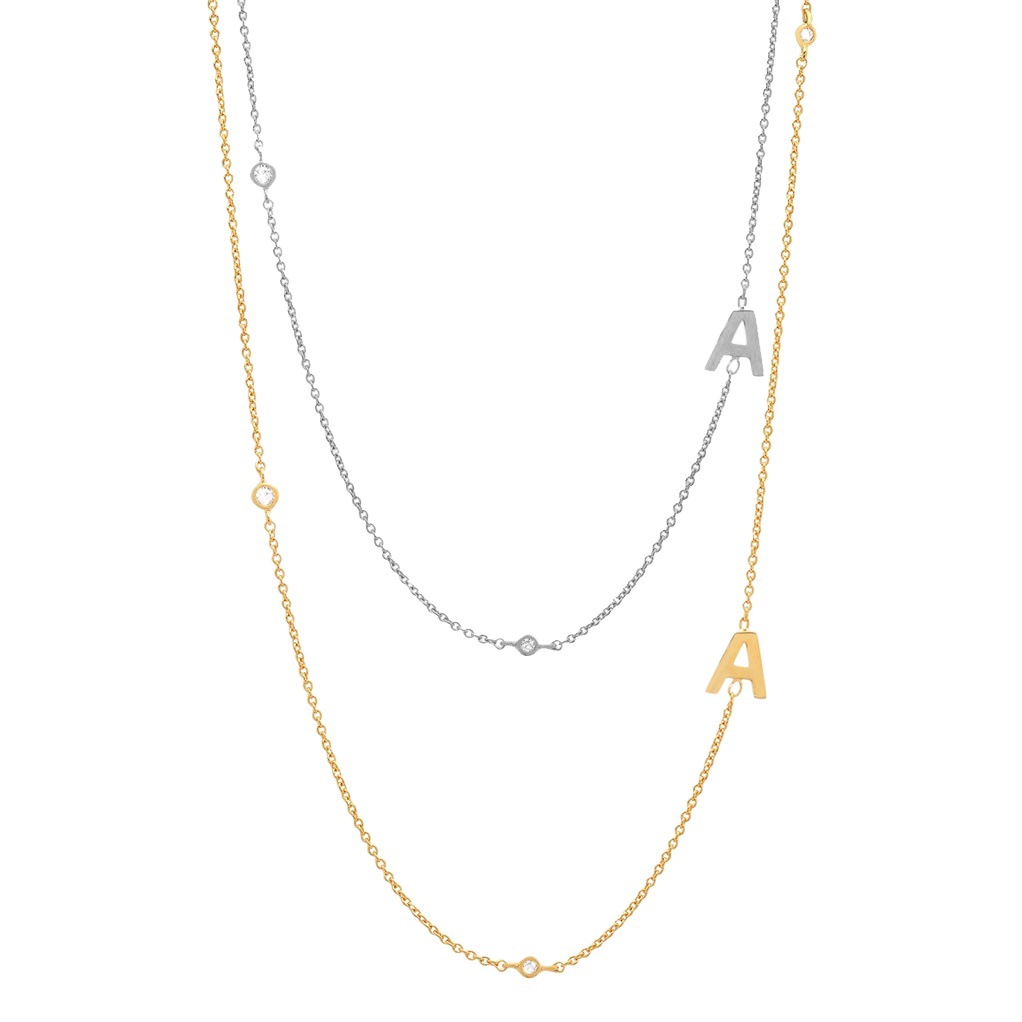 Collar con el alfabeto inglés de 26 letras para mujer, plata de ley S925, cadena de clavícula elegante y brillante, joyería nueva y popular en stock, venta al por mayor