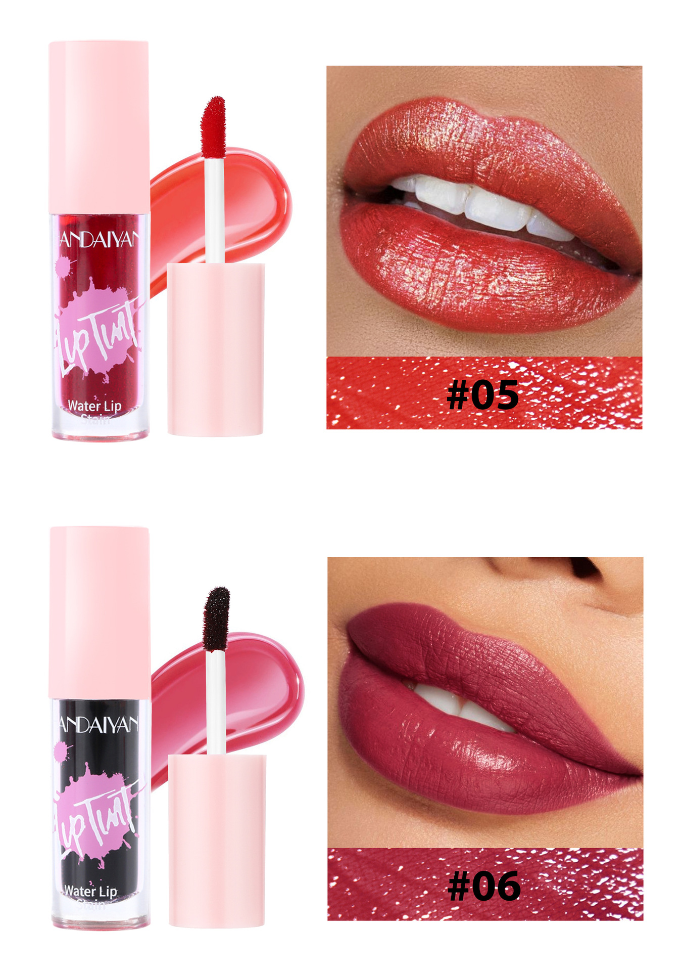 HANDAIYAN, a cross-border lipstick and watercolor makeup bestseller, offers 6 colors of long-lasting moisturizing lip gloss and non-stick cup dye lip liquid undefined