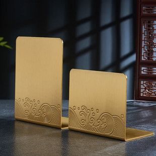 Chinese-Style Pure Copper Bookend Book Holder Creative Brass L-Shaped Bookshelf Fixed Book Large Size