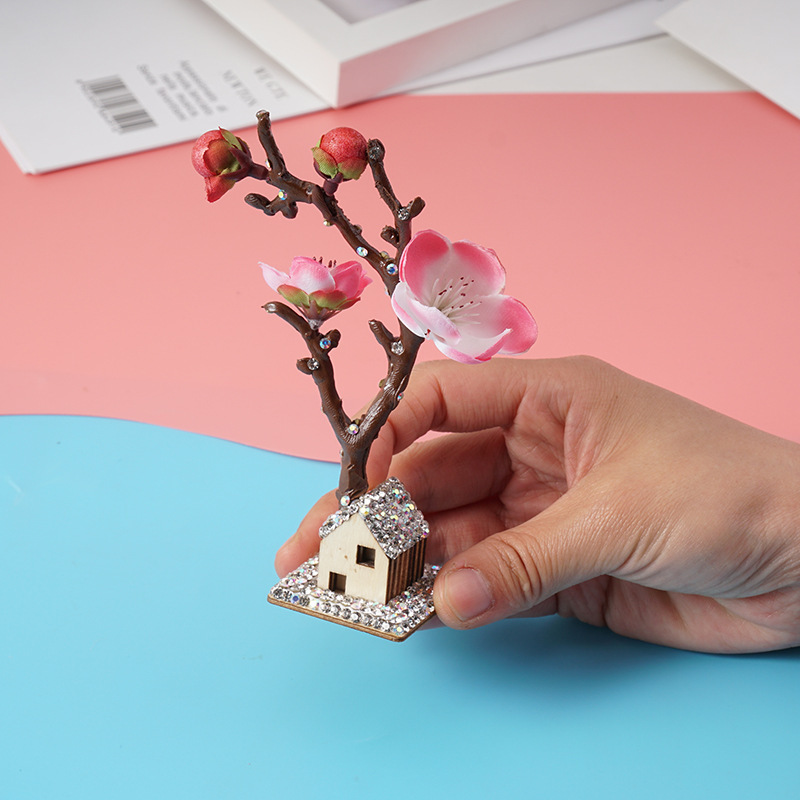 Accesorios para automóviles, diamantes, flores de ciruelo rosas blancas, adornos de flores voladoras, accesorios de regalo creativos de control central, suministros para automóviles
