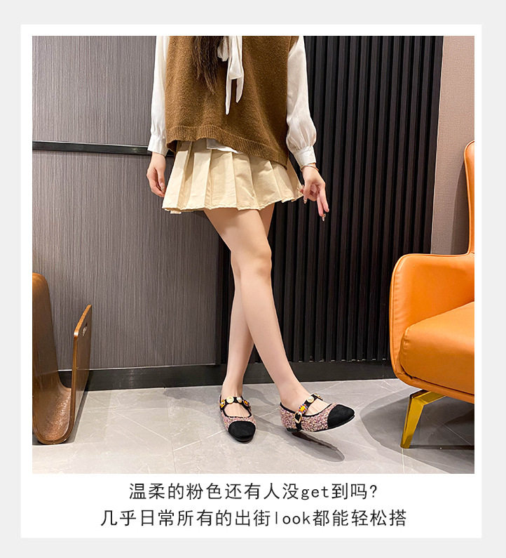 Giày Mary Jane nữ đế bệt mũi tròn phong cách retro — Màu hồng, Màu xanh dương, màu đen chi tiết 15