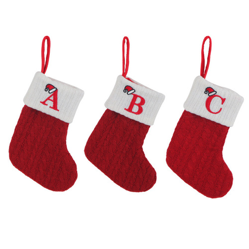 Classic Red Letter Christmas Socks Knitted Christmas Socks, Festive and Joyful Christmas Ornament Decoration
