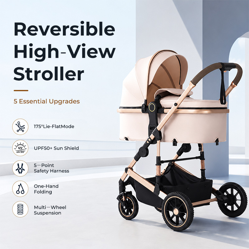 Carrinche de bebé multifuncional, carro para bebés que se puede sentar y acostar, cesta para dormir, carro para niños de alto paisaje, artefacto mágico para pasear a los niños. image 1